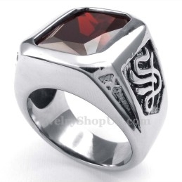 Titanium Ring Met Rode Zirkoon