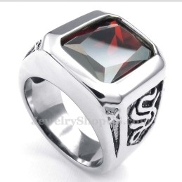 Titanium Ring Met Rode Zirkoon