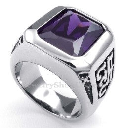 Titanium Ring Met Paarse Zirkoon