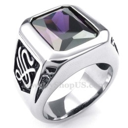 Titanium Ring Met Paarse Zirkoon