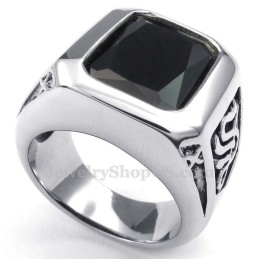 Titanium Ring Met Zwarte Zirkoon