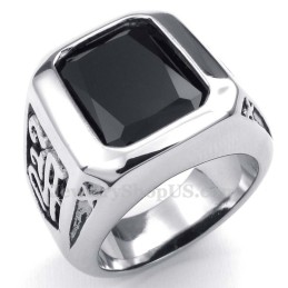 Titanium Ring Met Zwarte Zirkoon