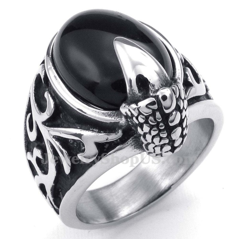 Titanium Zwarte Agaat Ingelegde Ring Titanium Zwarte Agaat Ingelegde Ring