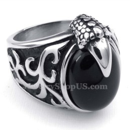 Titanium Zwarte Agaat Ingelegde Ring