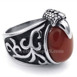Titanium Rode Agaat Ingelegde Ring