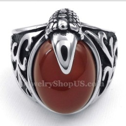 Titanium Rode Agaat Ingelegde Ring