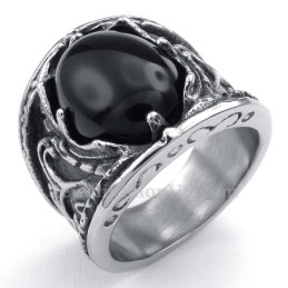 Titanium Ring Met Zwarte Zirkoon