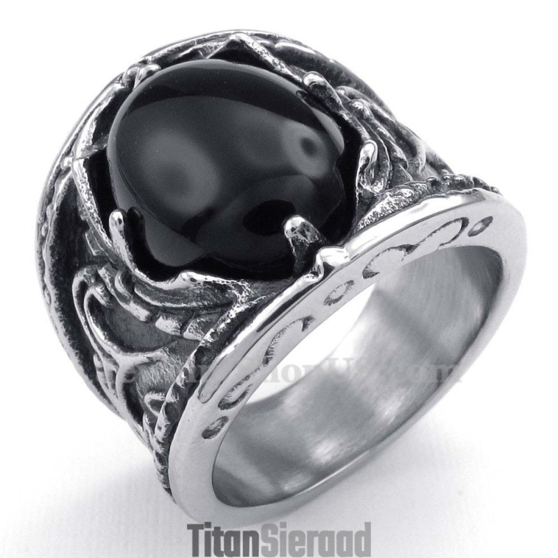 Titanium Ring Met Zwarte Zirkoon