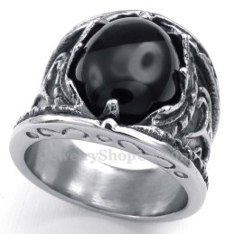 Titanium Ring Met Zwarte Zirkoon