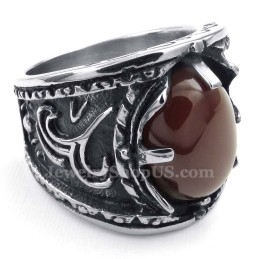 Titanium Rode Agaat Ingelegde Ring