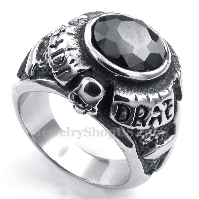 Titanium Ring Met Zwarte Zirkoon