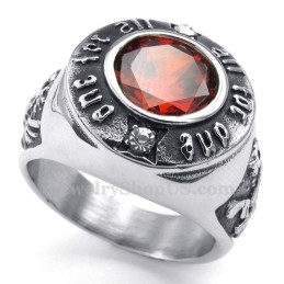 Titanium Ring Met Rode Zirkoon