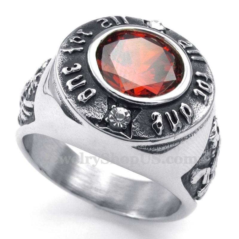 Titanium Ring Met Rode Zirkoon Titanium Ring Met Rode Zirkoon