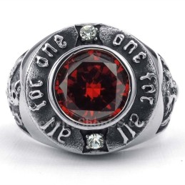 Titanium Ring Met Rode Zirkoon