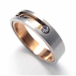 Diamanten Zetting 5 Mm Titanium Ingelegde Ring