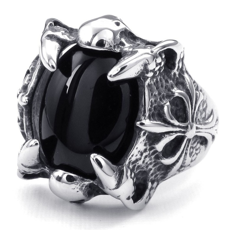 Titanium Zwarte Agaat Ingelegde Ring Titanium Zwarte Agaat Ingelegde Ring