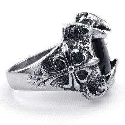 Titanium Zwarte Agaat Ingelegde Ring