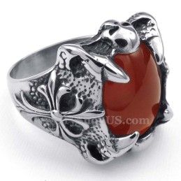 Titanium Rode Agaat Ingelegde Ring