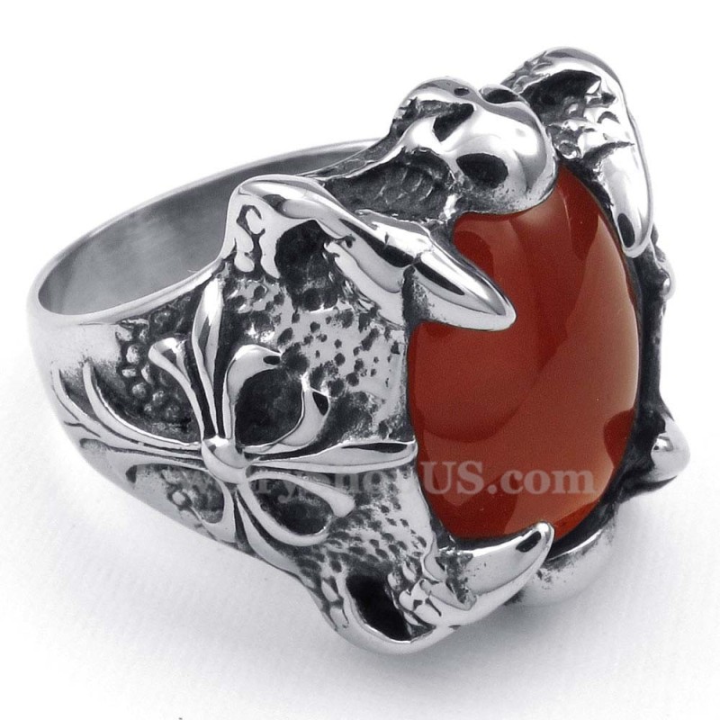 Titanium Rode Agaat Ingelegde Ring Titanium Rode Agaat Ingelegde Ring