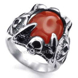 Titanium Rode Agaat Ingelegde Ring