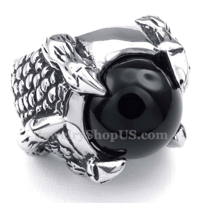 Titanium Zwarte Agaat Ingelegde Ring