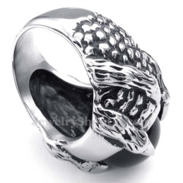 Titanium Zwarte Agaat Ingelegde Ring