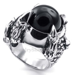 Titanium Zwarte Agaat Ingelegde Ring