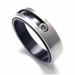 Diamanten Zetting 5 Mm Titanium Ingelegde Ring