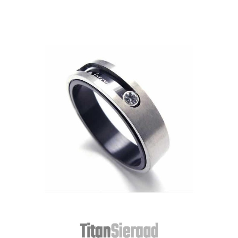 Diamanten Zetting 5 Mm Titanium Ingelegde Ring Diamanten Zetting 5 Mm Titanium Ingelegde Ring