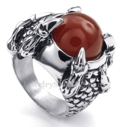 Titanium Zwarte Agaat Ingelegde Ring
