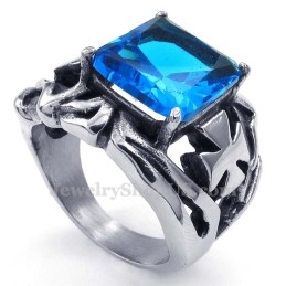 Titanium Ring Met Blauwe Siersteen