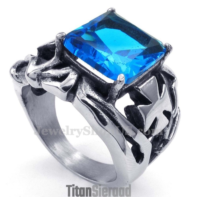 Titanium Ring Met Blauwe Siersteen Titanium Ring Met Blauwe Siersteen