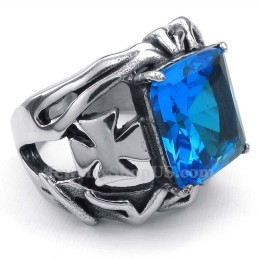 Titanium Ring Met Blauwe Siersteen