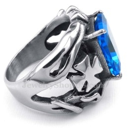 Titanium Ring Met Blauwe Siersteen