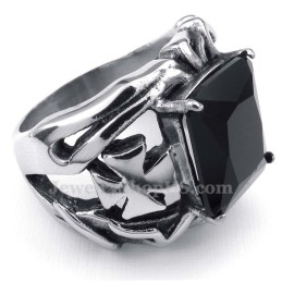 Titanium Ring Met Zwarte Siersteen