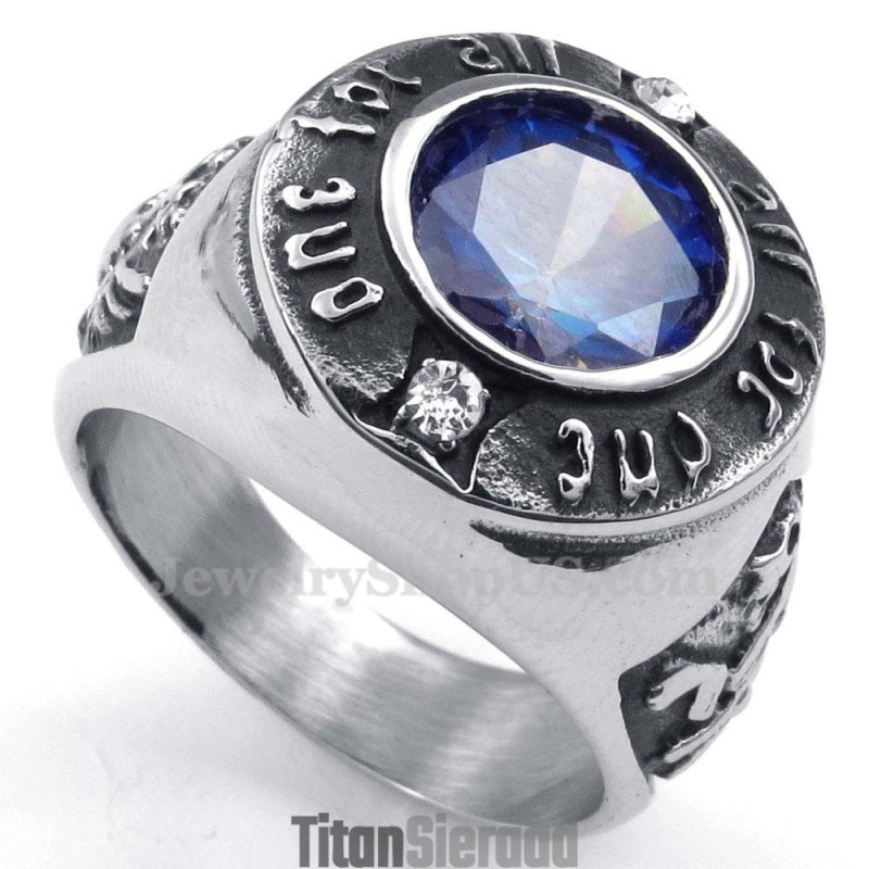Titanium Ring Met Blauwe Zirkoon Titanium Ring Met Blauwe Zirkoon