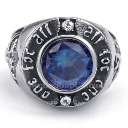 Titanium Ring Met Blauwe Zirkoon