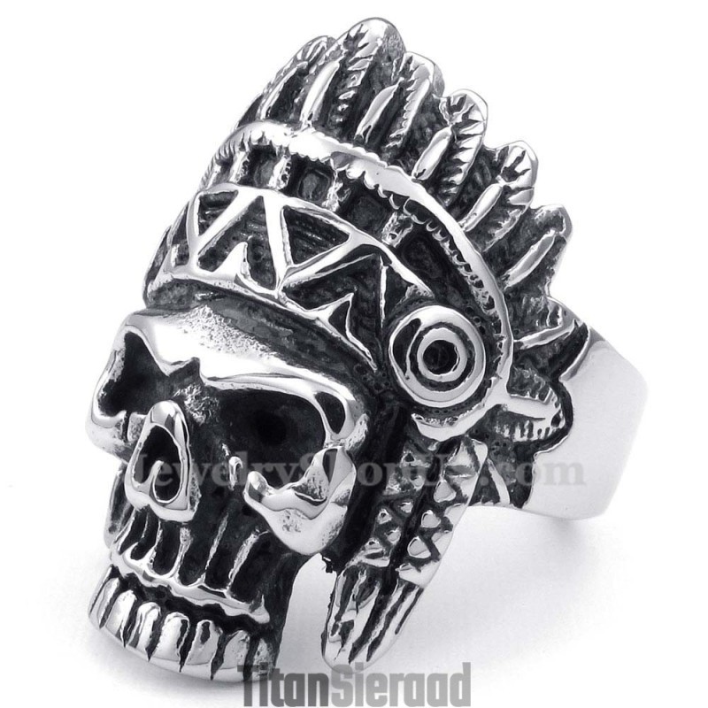 Titanium Indianen Schedelring Titanium Indianen Schedelring