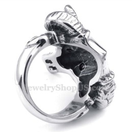 Titanium Koeienkop Ring Met Rode Ogen