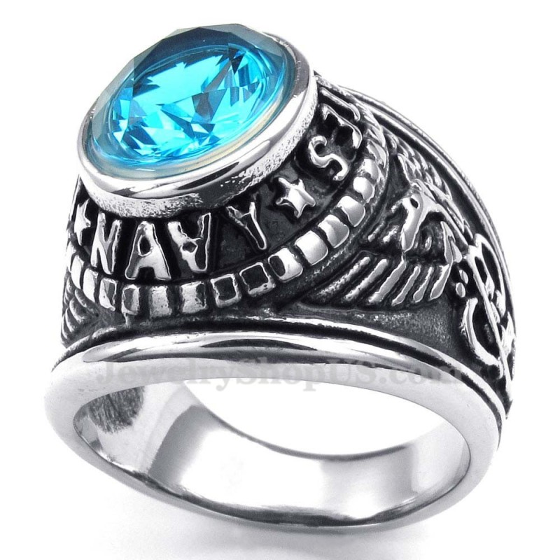 Titanium Ring Met Blauwe Zirkoon