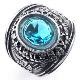 Titanium Ring Met Blauwe Zirkoon