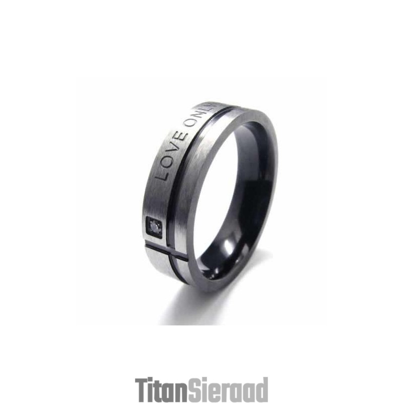Love Only You Heren 6Mm Zwarte Titanium Ring