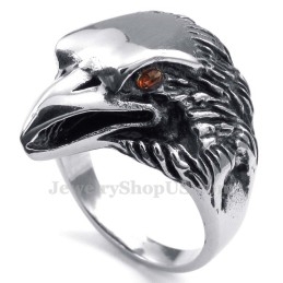 Titanium Adelaarsring Met Rode Ogen