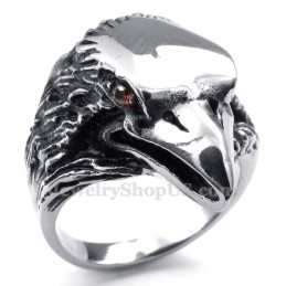 Titanium Adelaarsring Met Rode Ogen