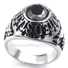 Titanium Ring Ingelegd Met Zwarte Zirkoon