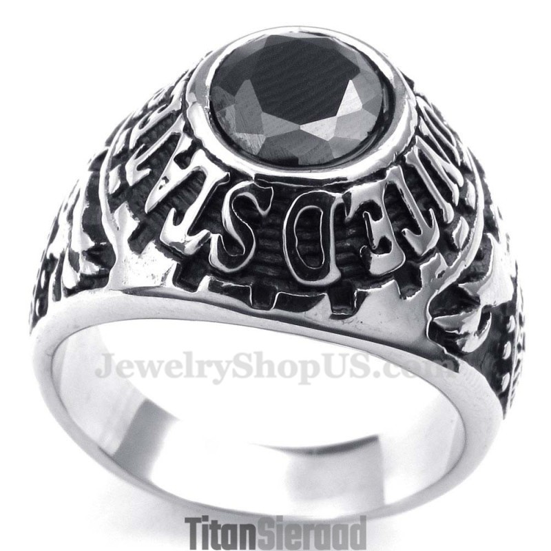 Titanium Ring Ingelegd Met Zwarte Zirkoon