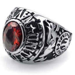 Titanium Ring Ingelegd Met Rode Zirkoon