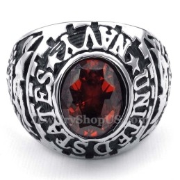 Titanium Ring Ingelegd Met Rode Zirkoon