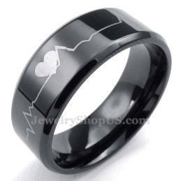 Zwarte Titanium Ronde Ring