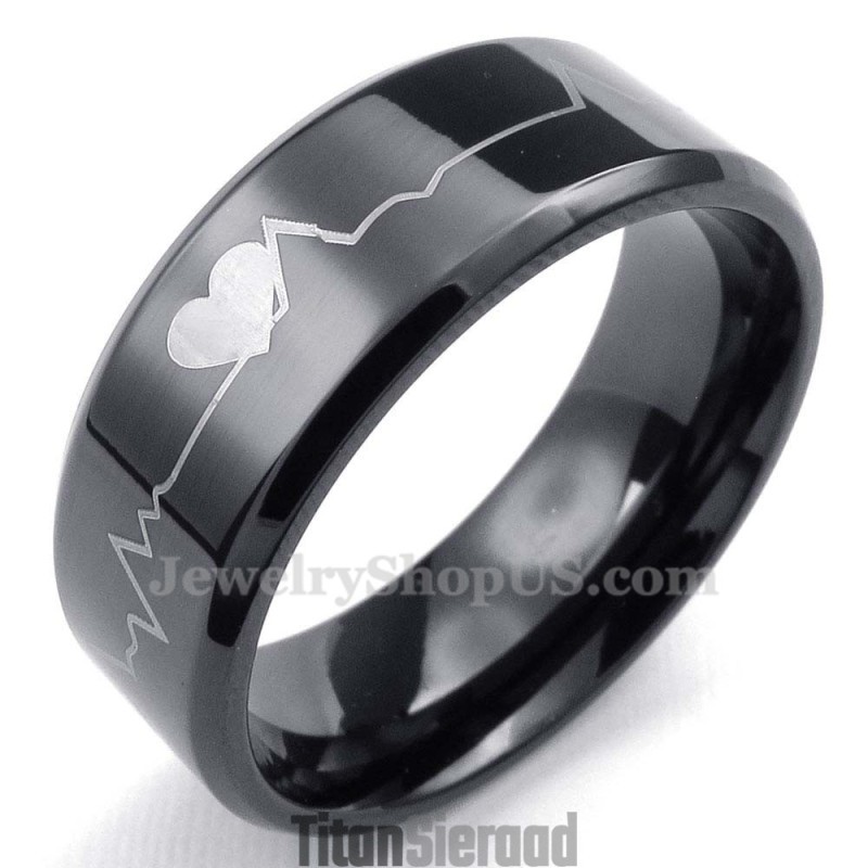 Zwarte Titanium Ronde Ring Zwarte Titanium Ronde Ring